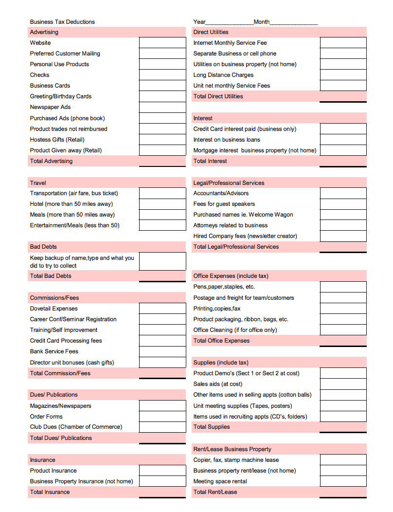 Business Tax List Of Business Tax Deductions